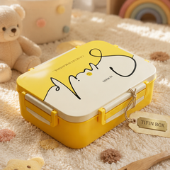 3 Compartment Stainless Steel Lunch Box for Kids, Smiley