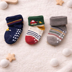 Kradyl Kroft Set of 3 Premium New Born Baby Socks with Foot Grip (0 to 1 Yrs) - Style 11