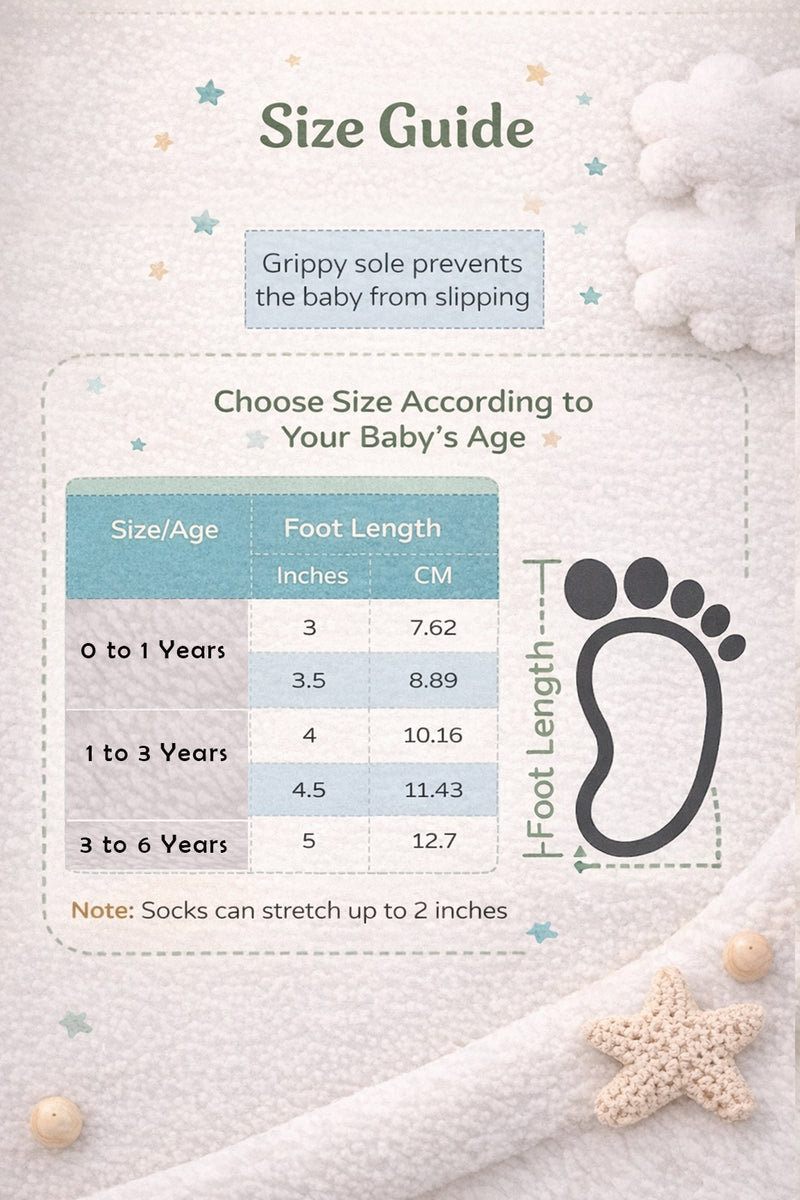 Kradyl Kroft Set of 3 Premium New Born Baby Socks with Foot Grip (0 to 1 Yrs) - Style 10
