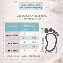 Kradyl Kroft Set of 3 Premium New Born Baby Socks with Foot Grip (0 to 1 Yrs) - Style 10