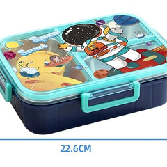 Space 3 Compartment 750 ML Stainless Steel Lunch Box for School Leak Proof Bento Tiffin Box with Handle, SUS304 Steel Lunch Box