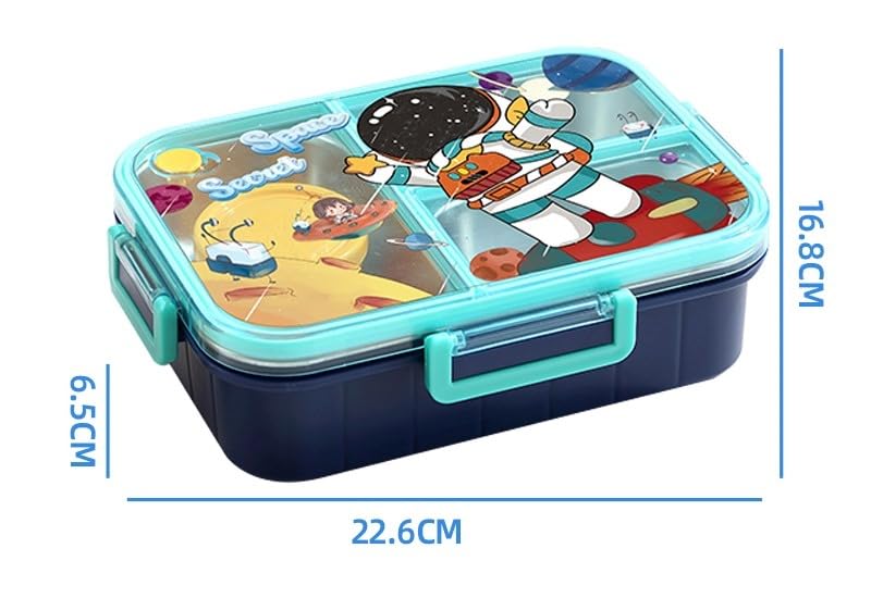 Space 3 Compartment 750 ML Stainless Steel Lunch Box for School Leak Proof Bento Tiffin Box with Handle, SUS304 Steel Lunch Box