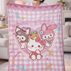 Lightweight Soft Plush Velvet Fleece 2 way Printed Blanket for 1 -7 Year Olds - Sunshine Holiday