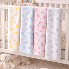 Set of 4 Fine Cotton Swaddles | Superfine Cotton - Gamma