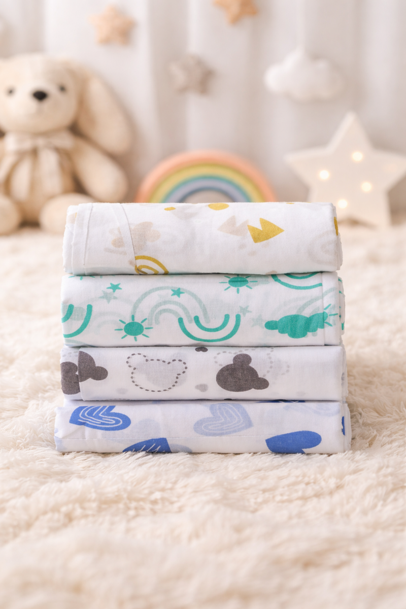 Set of 4 Fine Cotton Swaddles | Superfine Cotton - Alpha