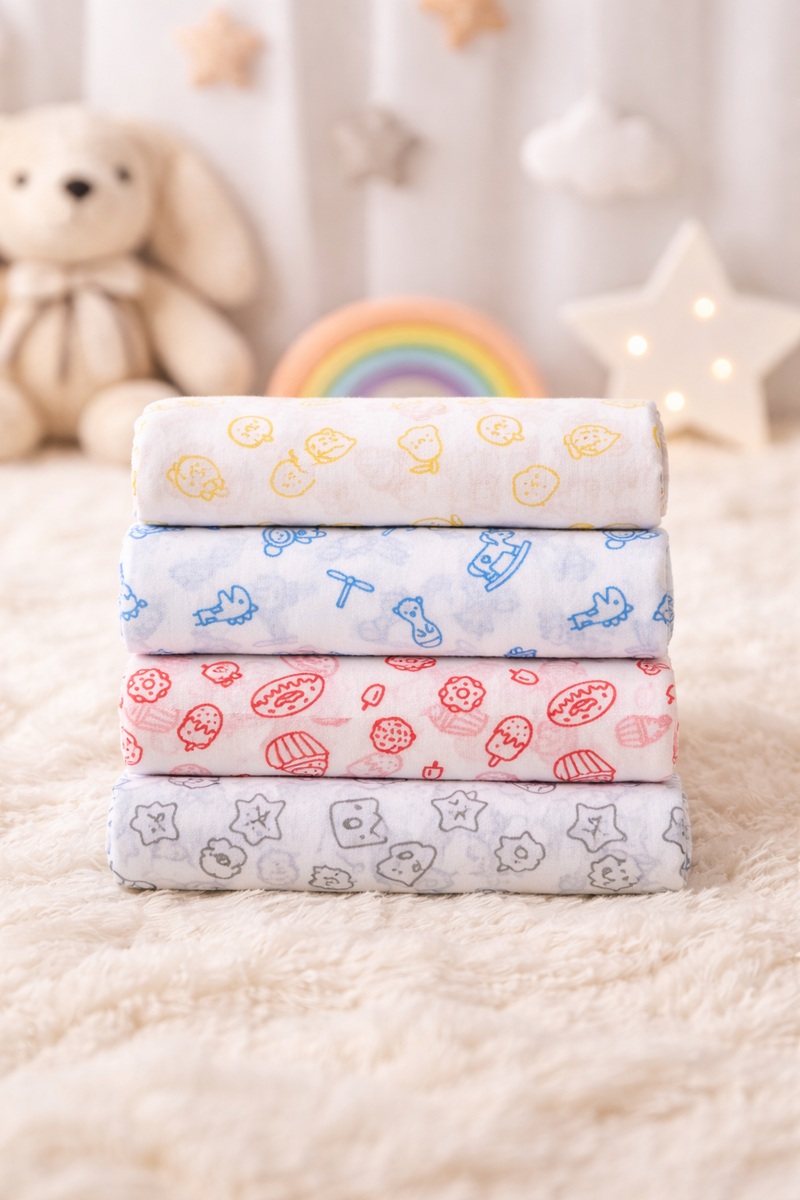 Set of 4 Fine Cotton Swaddles | Superfine Cotton - Gamma