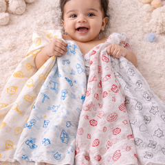 Set of 4 Fine Cotton Swaddles | Superfine Cotton - Gamma