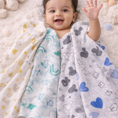 Set of 4 Fine Cotton Swaddles | Superfine Cotton - Alpha