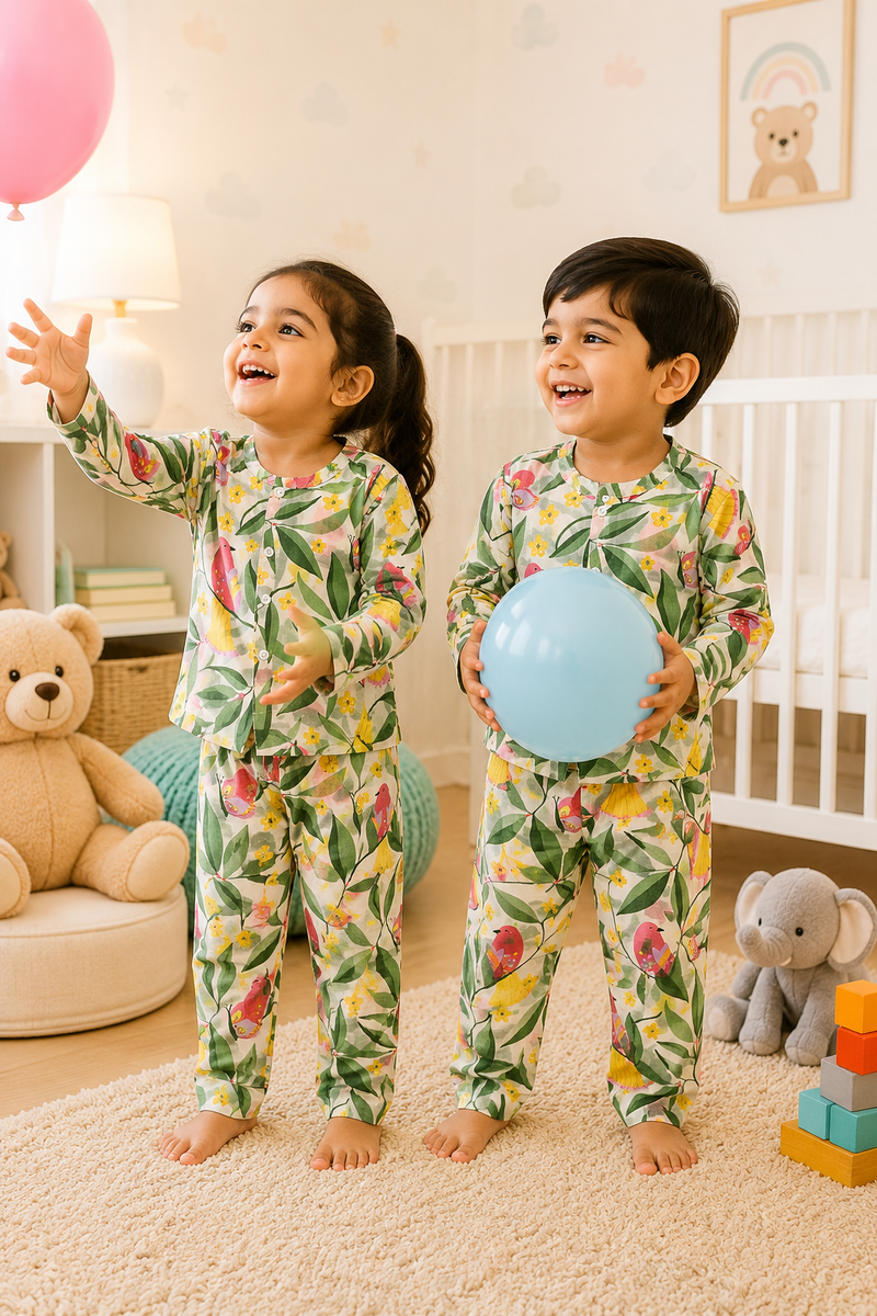 Sweet Birds - 100% Cotton Lightweight Cambric Soft Unisex Muslin Set for New Born to 6 Years