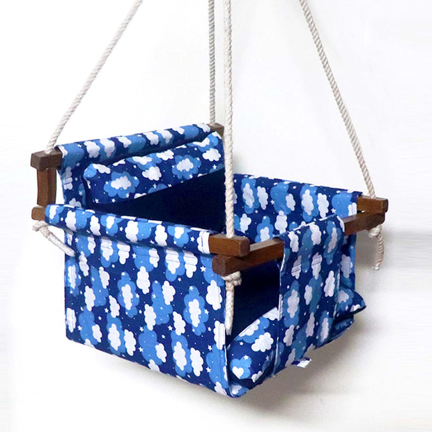 Blue Clouds - Baby Swing | Jhula | Wooden Base