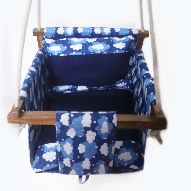 Blue Clouds - Baby Swing | Jhula | Wooden Base