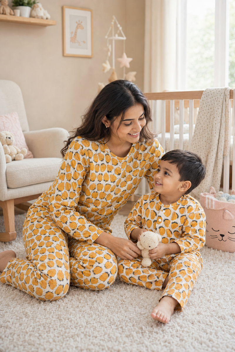Yellow Berry - Mom and Baby 100% Cotton Twinning Set