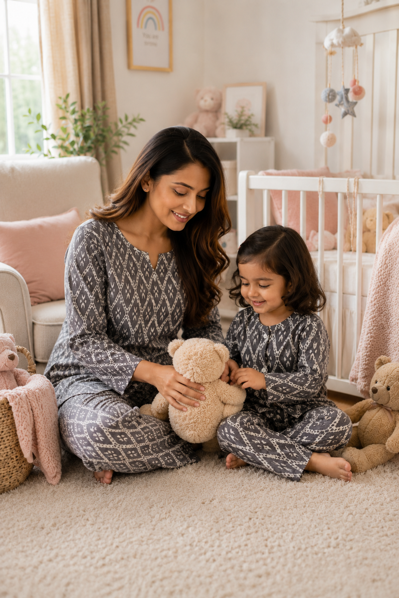Grey Hex Mom and Baby Coord Set