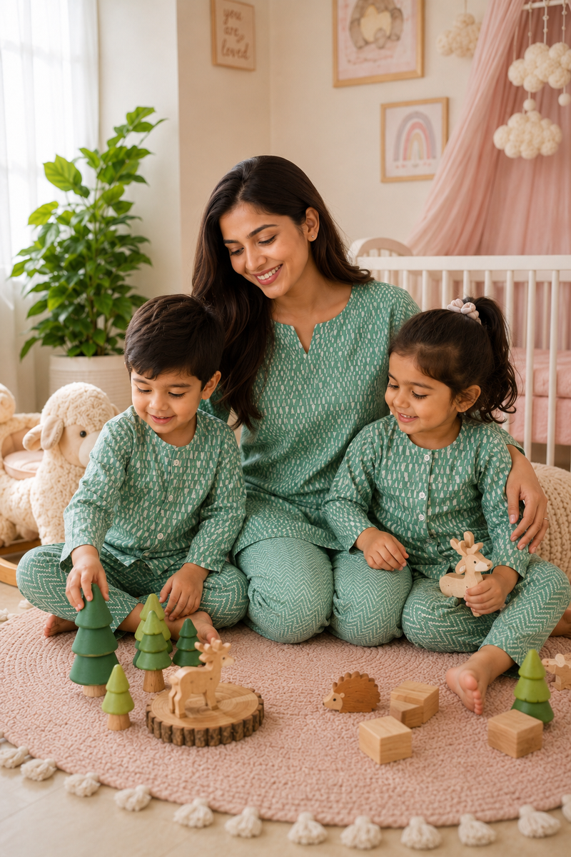 Green Kafe - Mom and Baby 100% Cotton Twinning Set