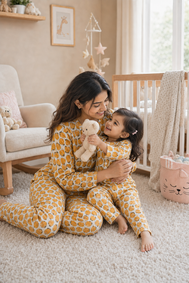 Yellow Berry - Mom and Baby 100% Cotton Twinning Set