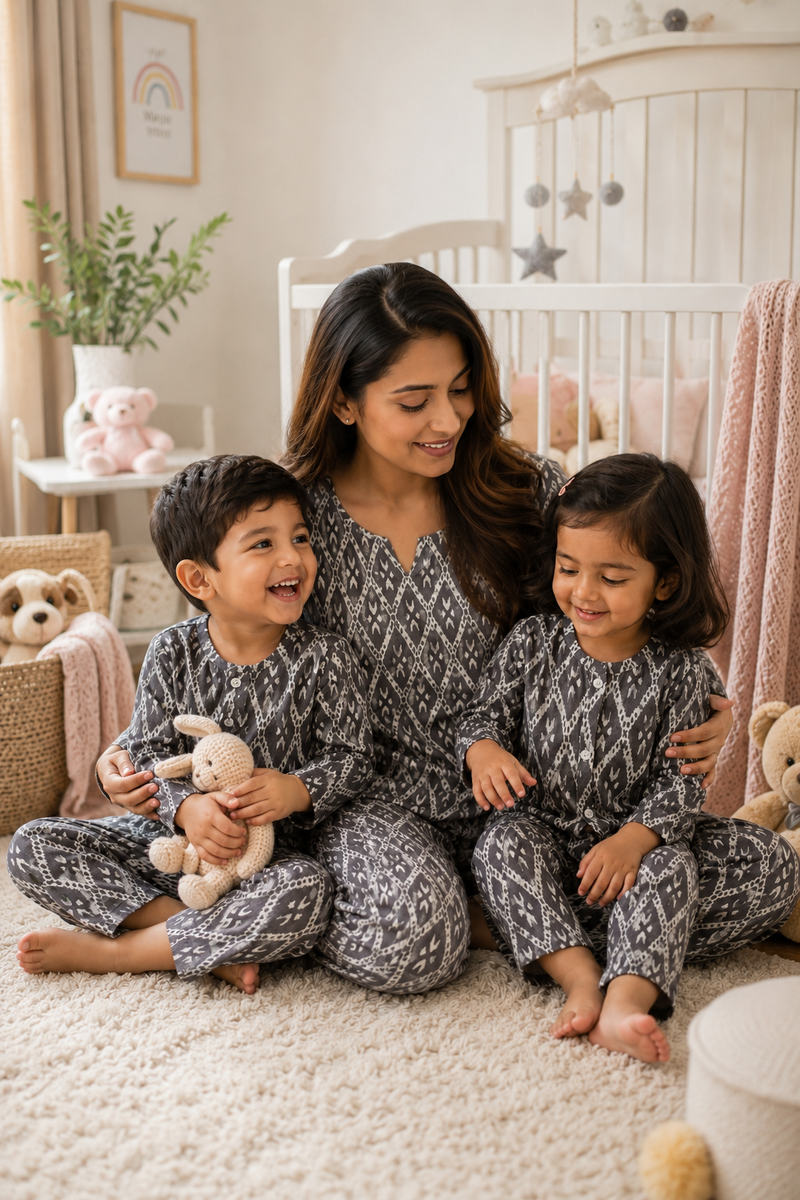 Grey Hex Mom and Baby Coord Set