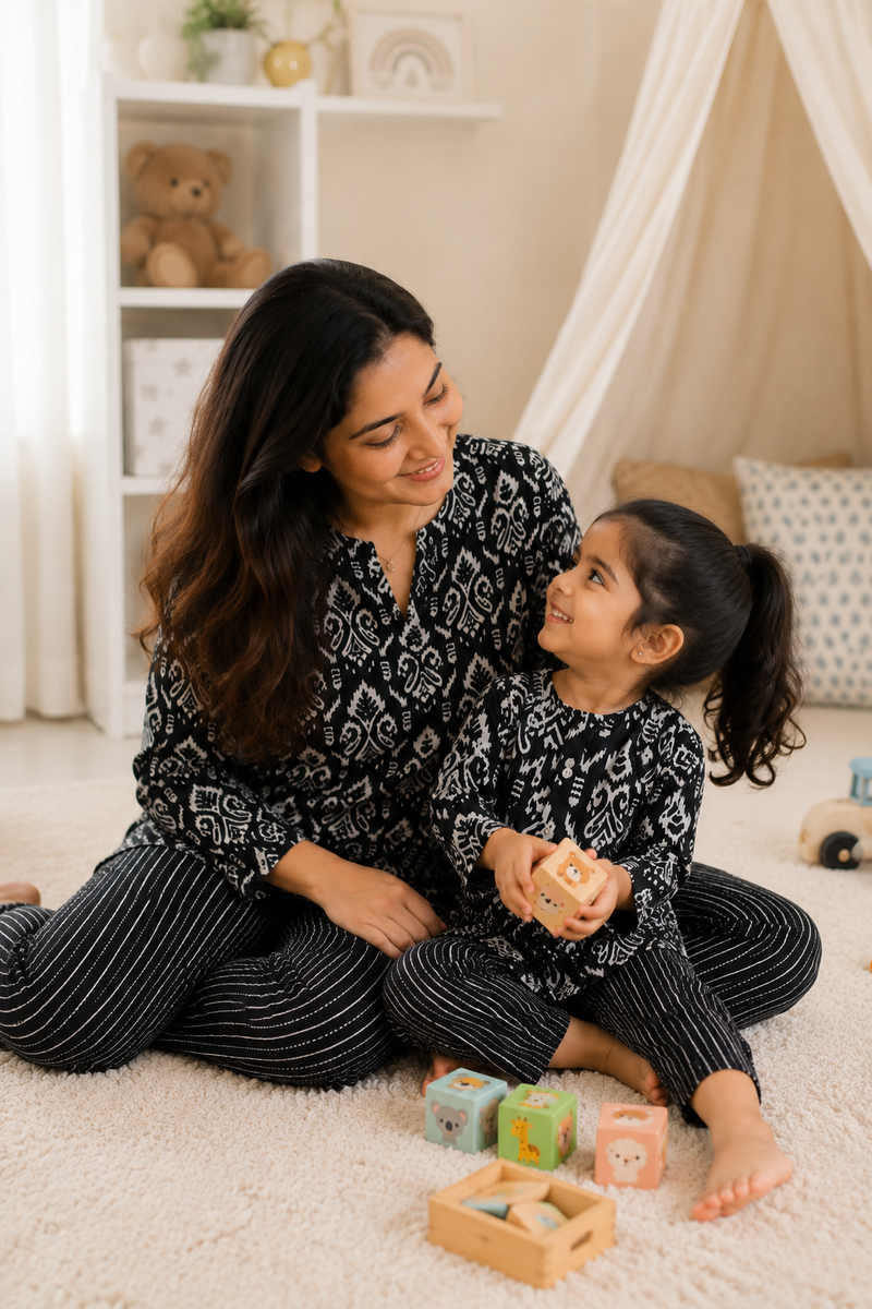 Black O White - Mom and Baby 100% Cotton Twinning Set