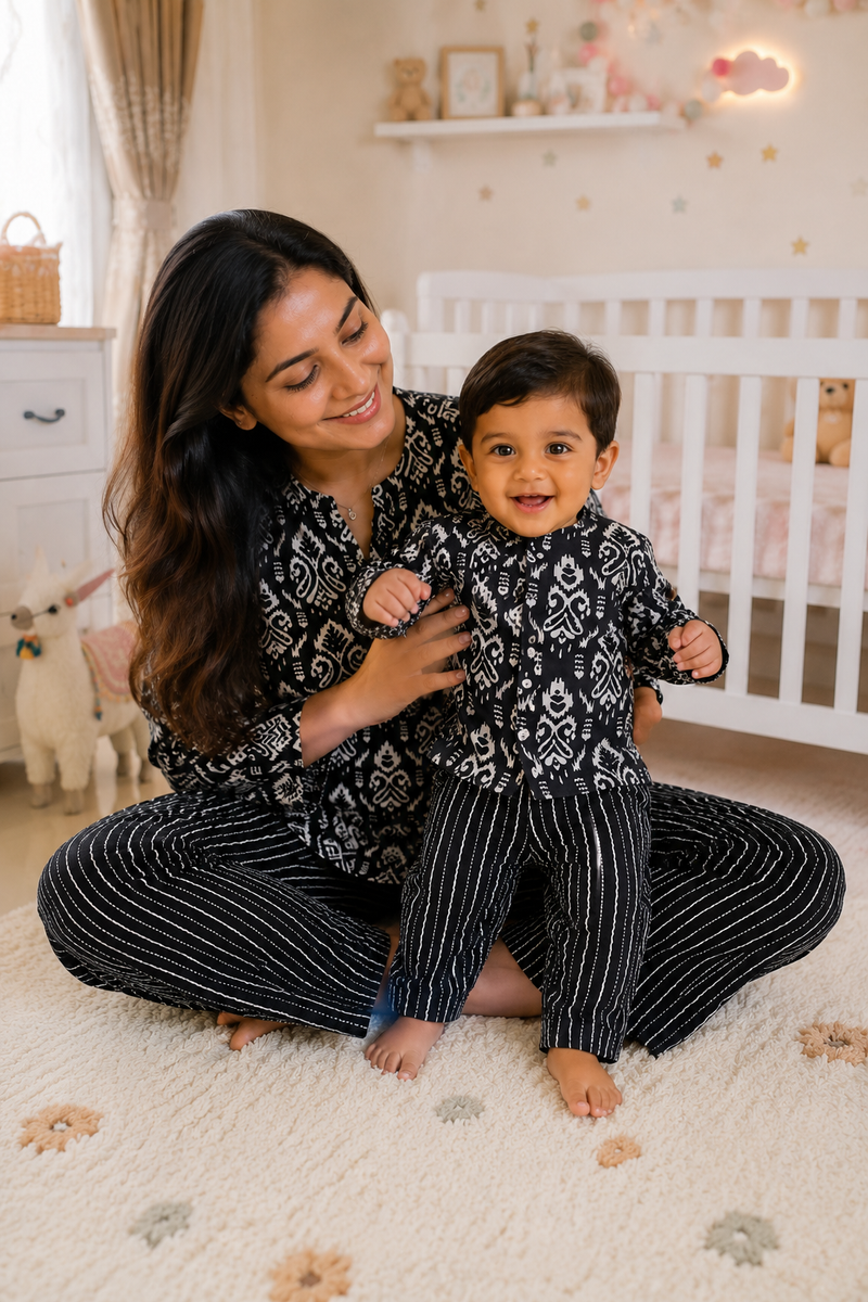 Black O White - Mom and Baby 100% Cotton Twinning Set