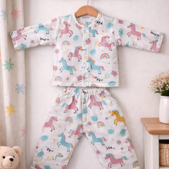 Unicorn Bliss | Checkered Muslin | Soft Unisex Muslin Set for New Born to 6 Years