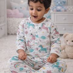 Unicorn Bliss | Checkered Muslin | Soft Unisex Muslin Set for New Born to 6 Years