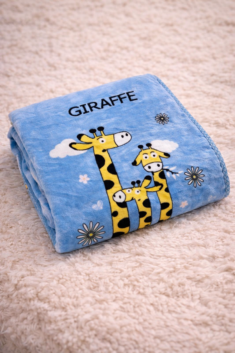 Kradyl Kroft Plush Double Layered Velvet with Two Side Printed Kids Blanket - Giraffe