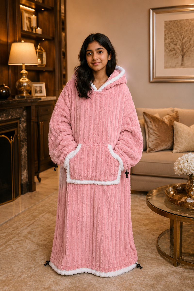 Pink Plush - KK × Coozly Coozlies™ – Plush Wearable Blanket for Kids | The Cozy Hug They Can Wear