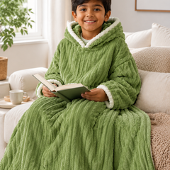 Green Plush - KK × Coozly Coozlies™ – Plush Wearable Blanket for Kids | The Cozy Hug They Can Wear