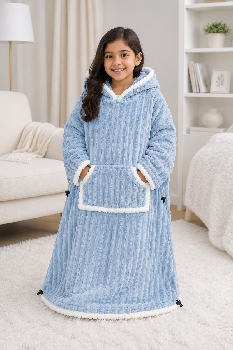 Blue Plush - KK × Coozly Coozlies™ – Plush Wearable Blanket for Kids | The Cozy Hug They Can Wear