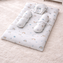 4 Pcs Muslin Bedding Set for 0 to 6 Months - White Rainbow