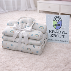 4 Pcs Muslin Bedding Set for 0 to 6 Months - White Rainbow