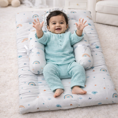 4 Pcs Muslin Bedding Set for 0 to 6 Months - White Rainbow