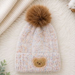 Woollen Baby Cap | 6 Months to 5 Years | Good Stretch | Snug Fit - Beige Bear 1