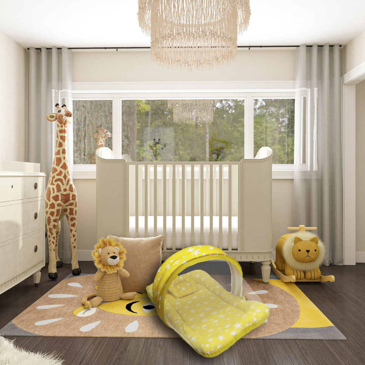 Yellow Star -  Kradyl Kroft Bassinet Style Mosquito Net Bedding for Infants
