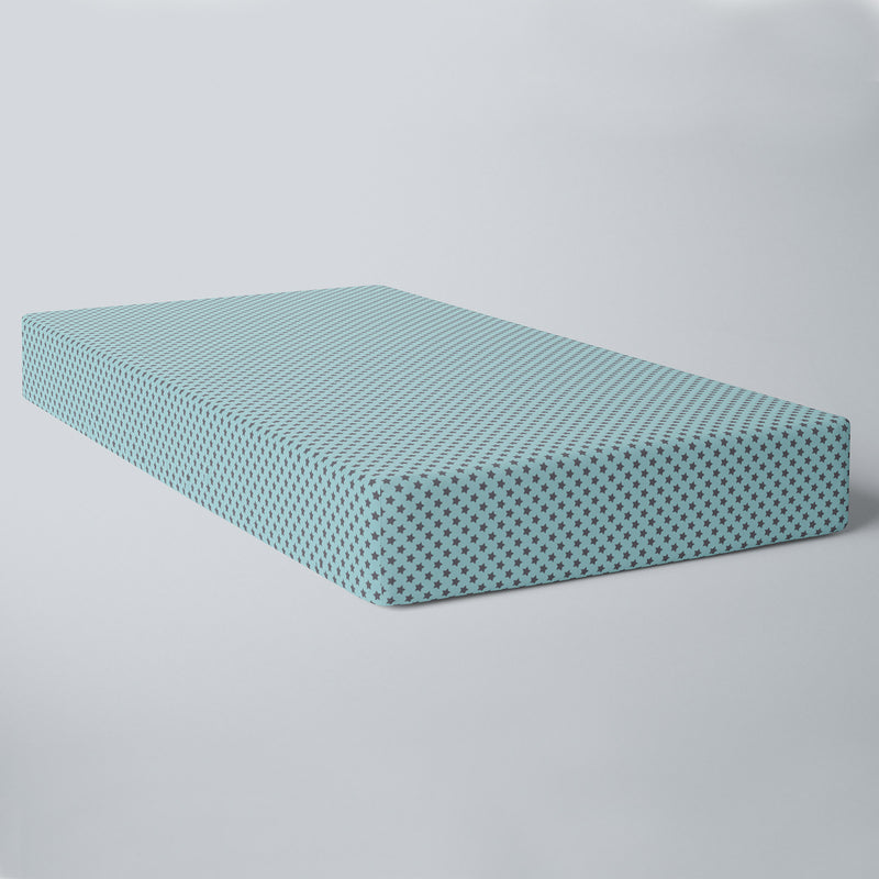 Mint Star Fitted Crib Sheet