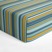 Blue & Orange Stripe Fitted Crib Sheet