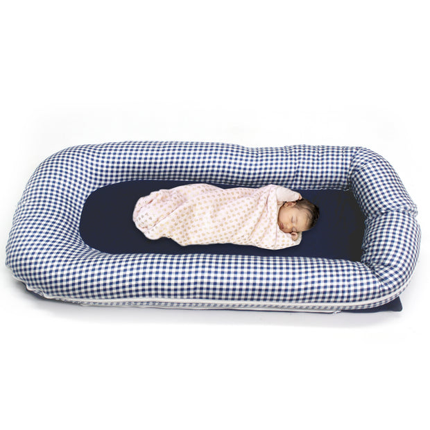 Baby Nest with Removable Covers - Blue Checker