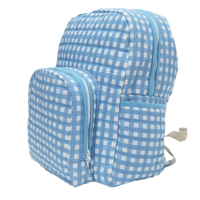 Kradyl Kroft Quilted Diaper Bag with Quilted Shoulder Straps (Blue Checks)