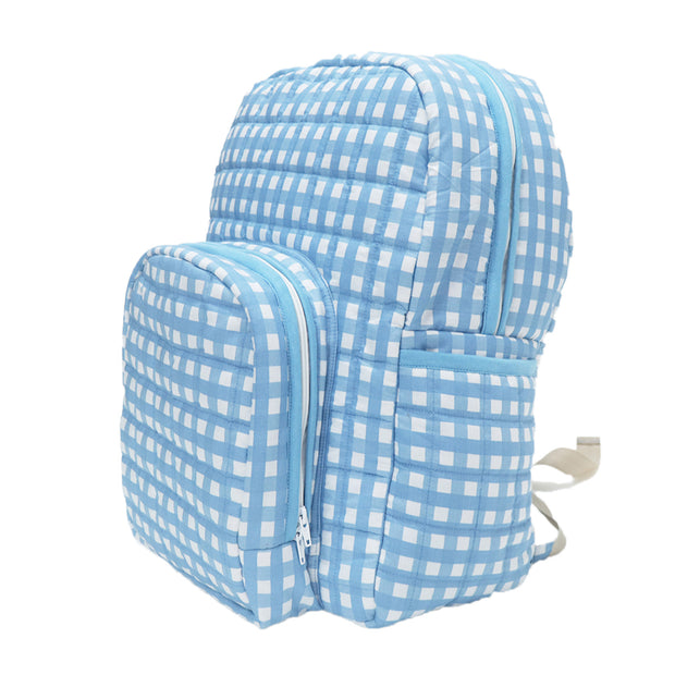 Kradyl Kroft Quilted Diaper Bag with Quilted Shoulder Straps (Blue Checks)