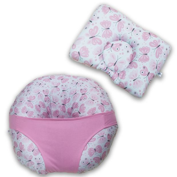 Butterfly Pink Feeding and Head Shaping Pillow- Combo Set