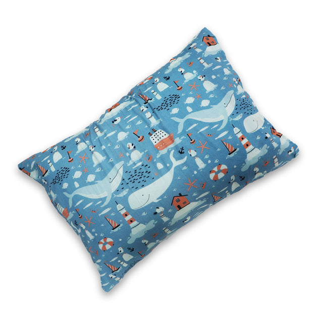 Whale Times - Toddler Pillow with 100% Cotton Removable cover - 20 X 15 Inches | Children Pillows