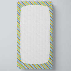 Yellow Blue Stripes Fitted Crib Sheet