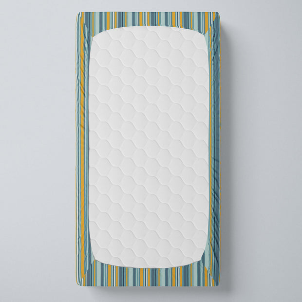 Blue & Orange Stripe Fitted Crib Sheet