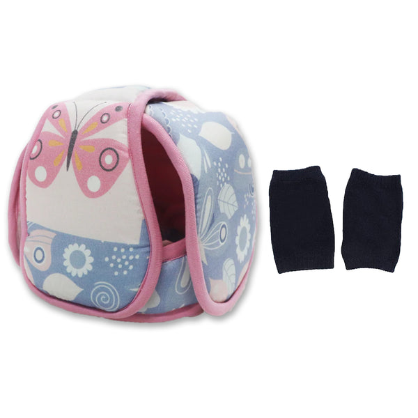 Grey Butterfly- Kradyl Kroft Baby Safety Helmet  With Kneepads