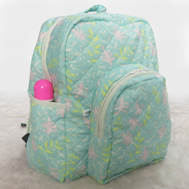 Minty Floral Cloth Diaper Bag for Baby