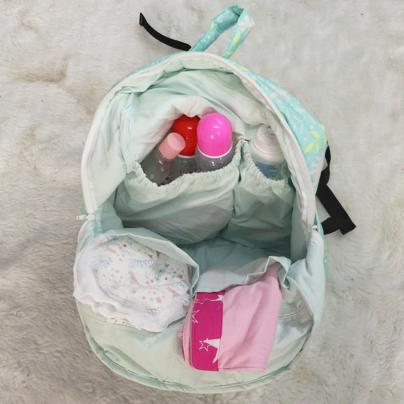 Minty Floral Cloth Diaper Bag for Baby