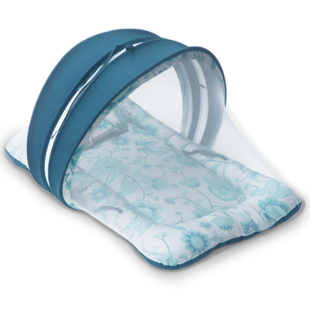 Green Floral -  Kradyl Kroft Bassinet Style Mosquito Net Bedding for Infants