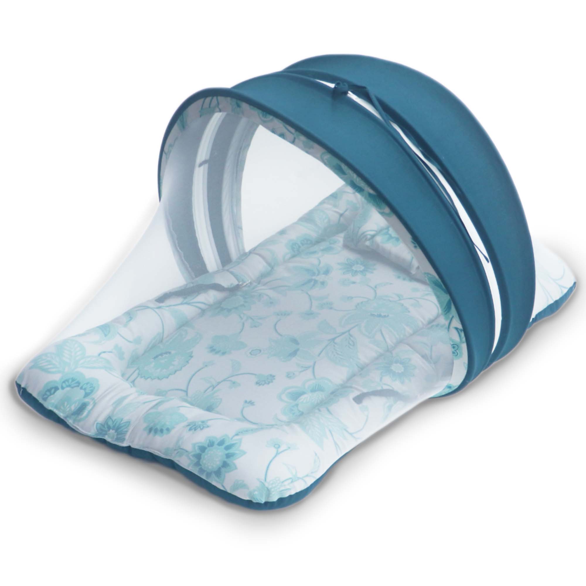 Green Floral -  Kradyl Kroft Bassinet Style Mosquito Net Bedding for Infants