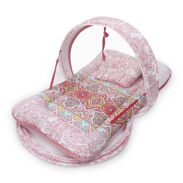 Pink Flower -  Kradyl Kroft Bassinet Style Mosquito Net Bedding for Infants