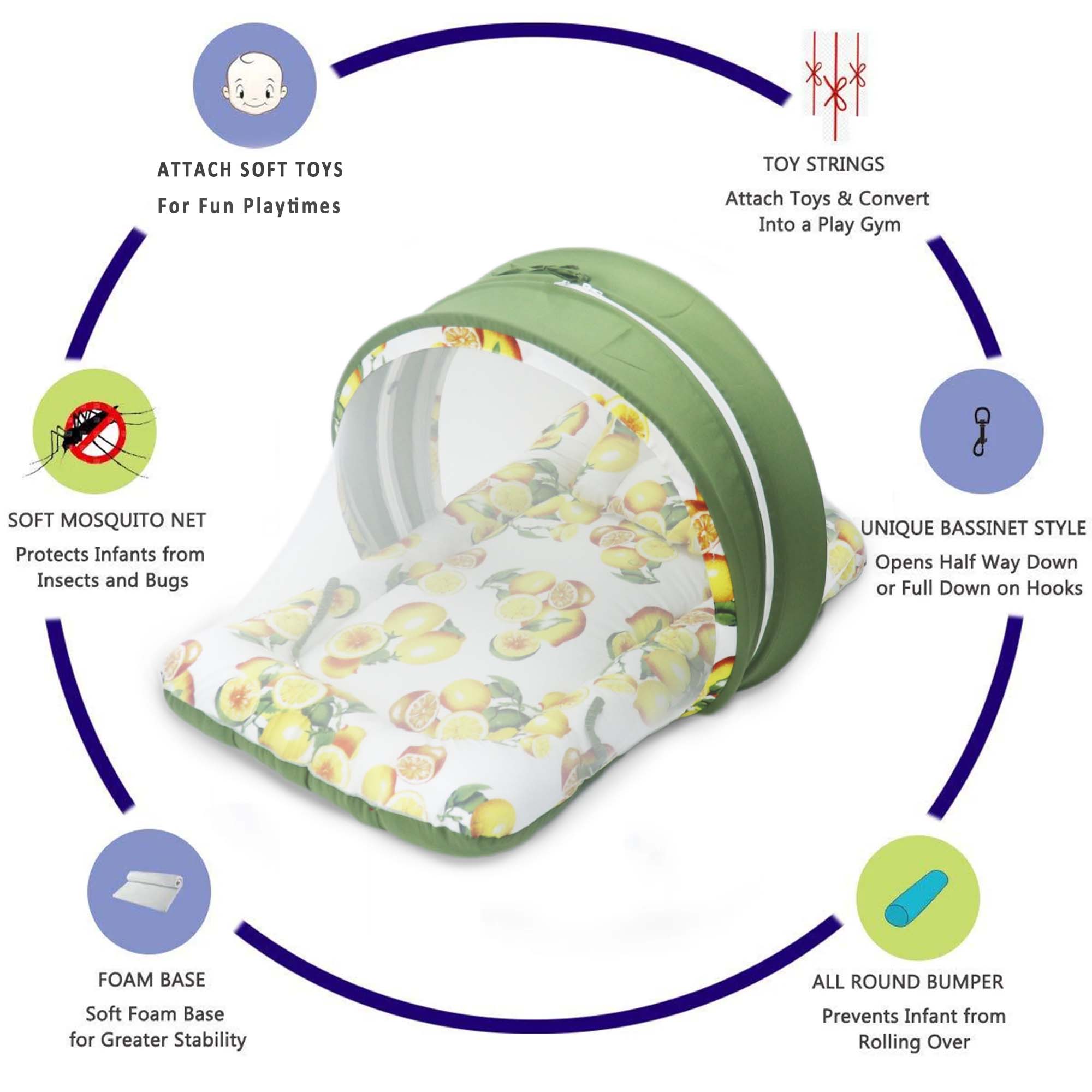 Citrus -  Kradyl Kroft Bassinet Style Mosquito Net Bedding for Infants