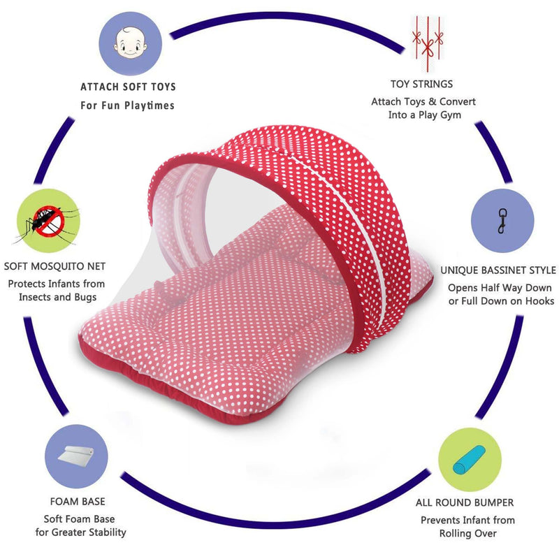 Red Polka -  Kradyl Kroft Bassinet Style Mosquito Net Bedding for Infants